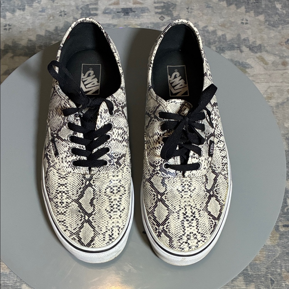 Vans Black and White Snake Pattern Shoes